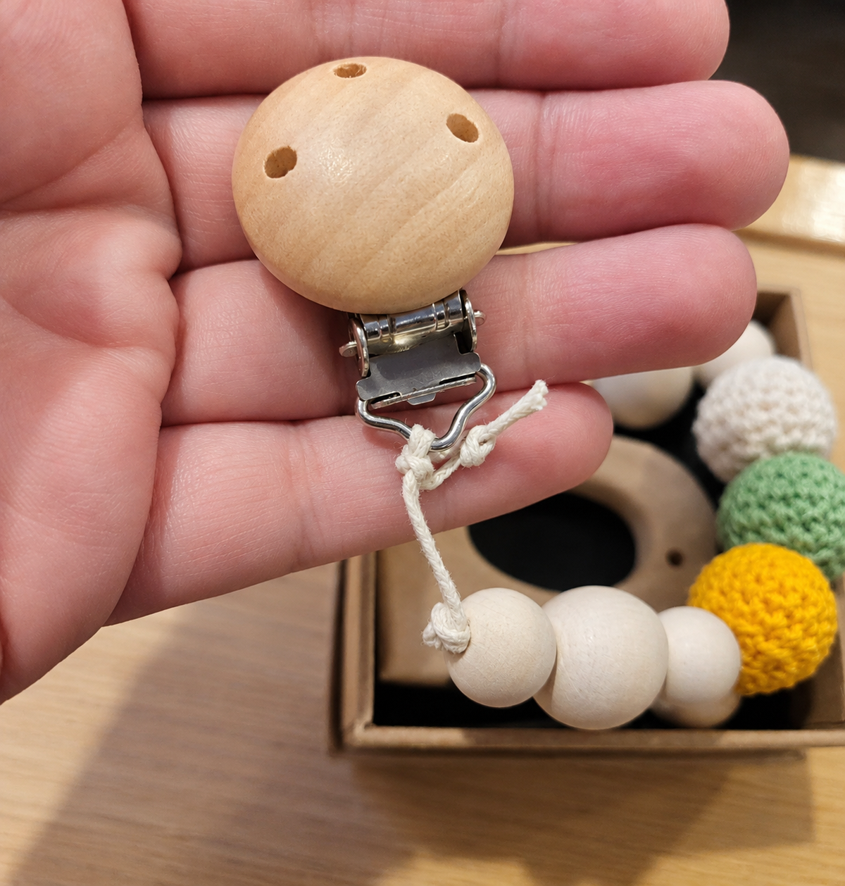 Wooden Elephant Teether Clip