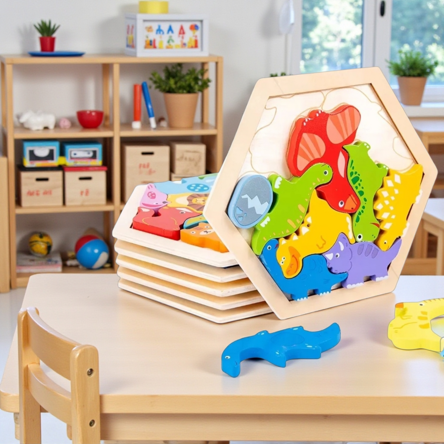 Wooden Hexagon Puzzle Blocks – 3D Logic & Pattern Play
