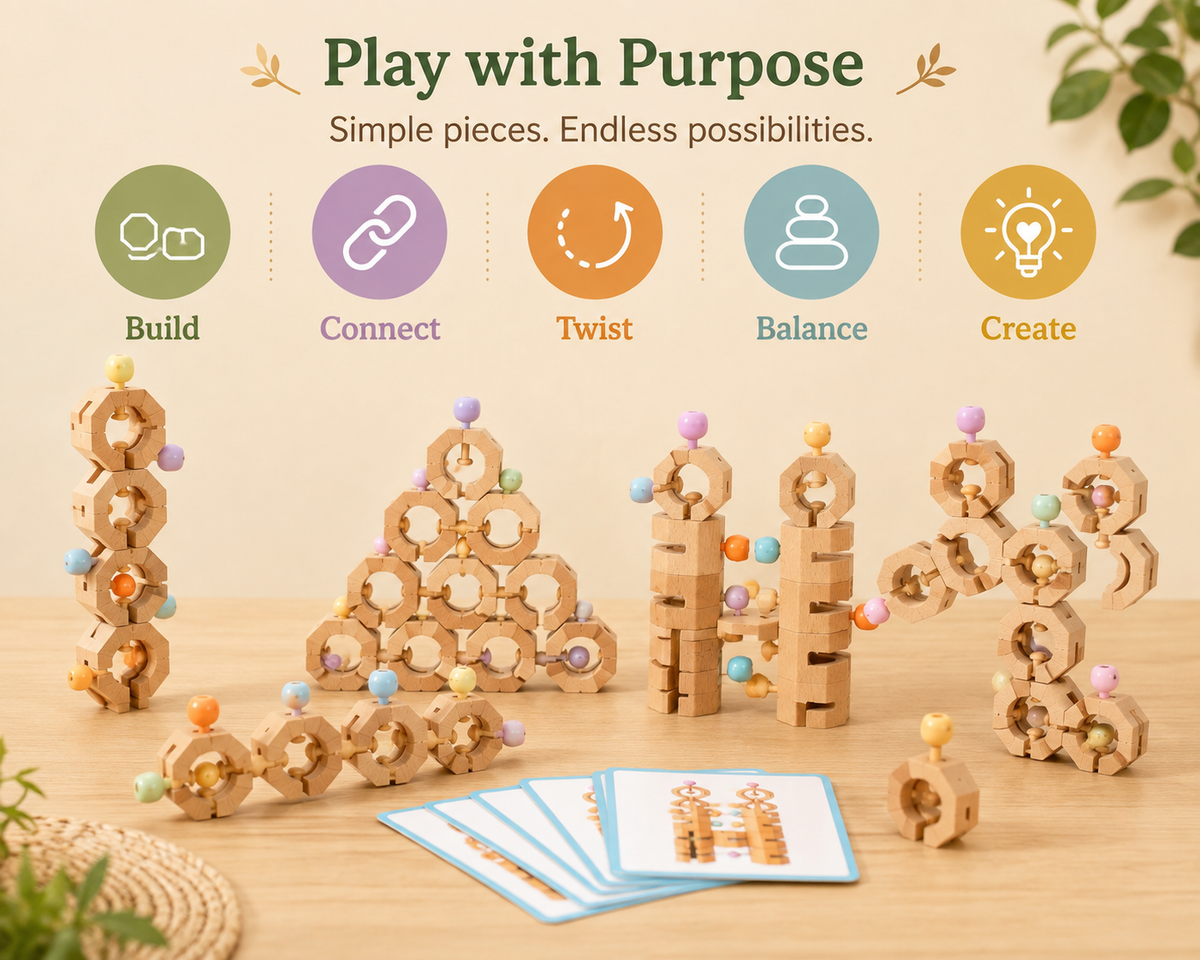 Connect & Create Wooden Building Blocks