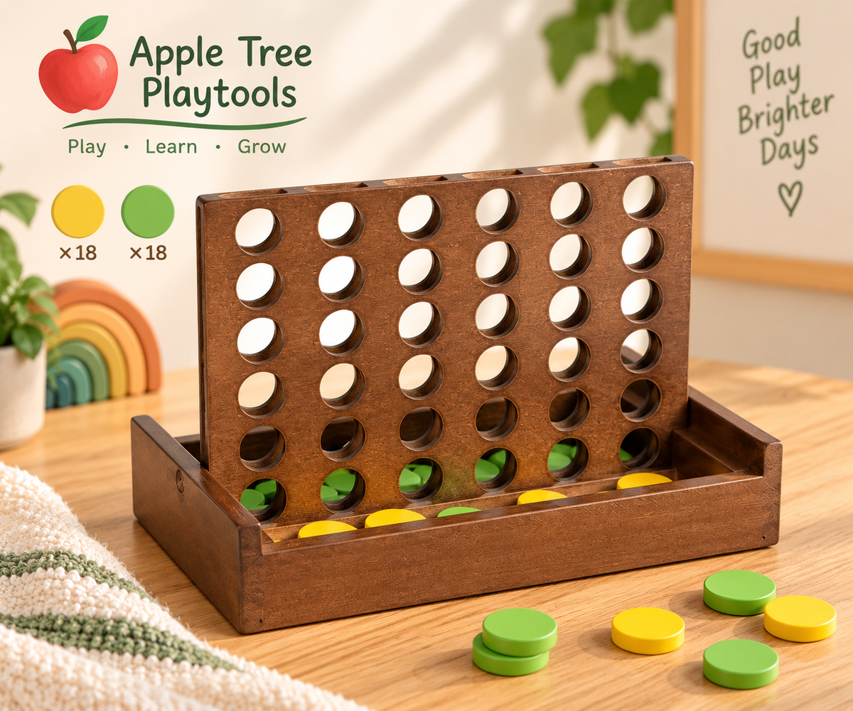 Wooden Four-in-a-Row Strategy Game