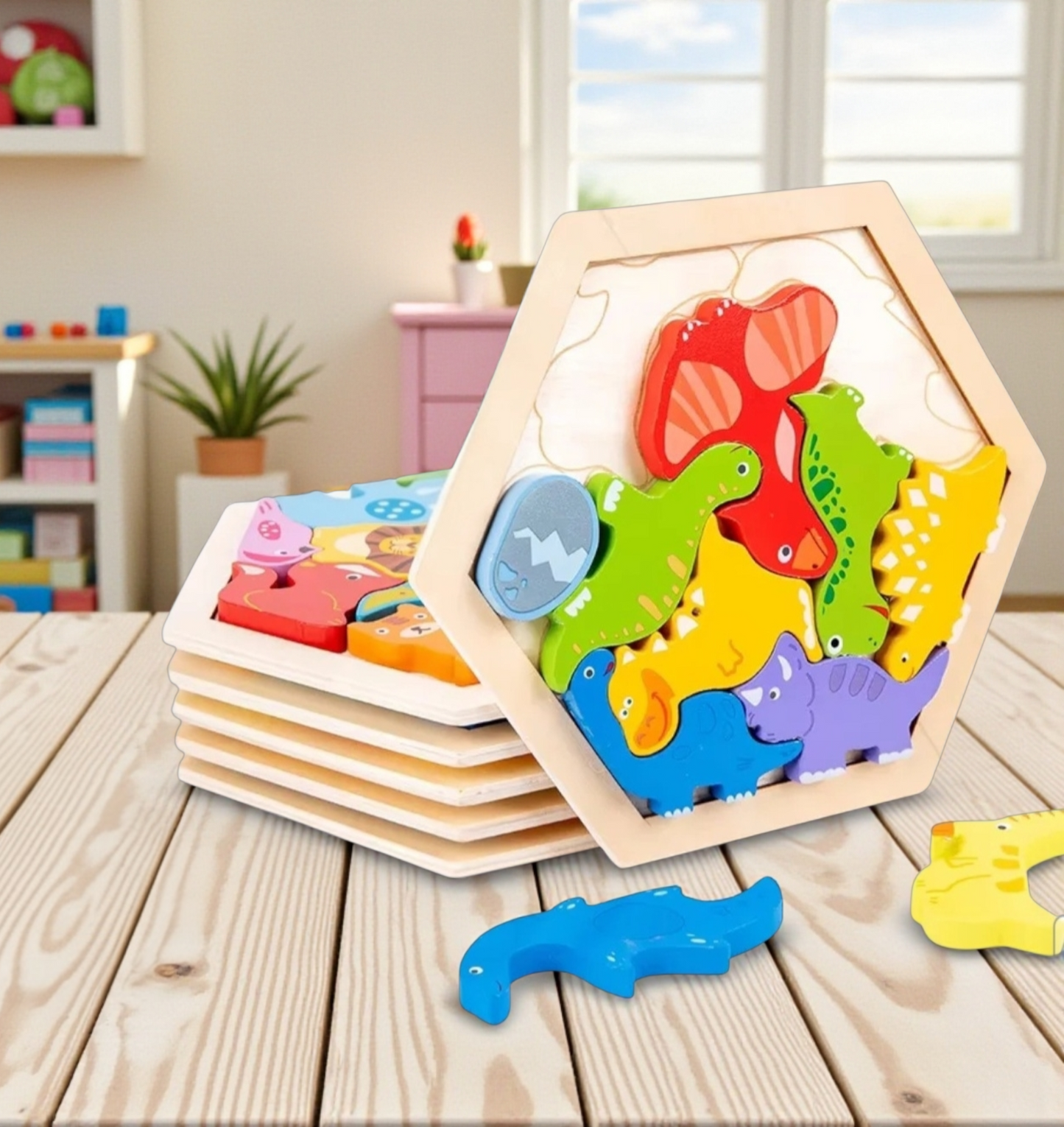 Wooden Hexagon Puzzle Blocks – 3D Logic & Pattern Play