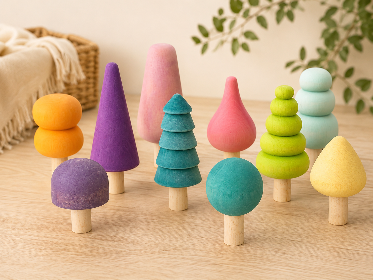 Pastel Trees Set – 12 Pieces