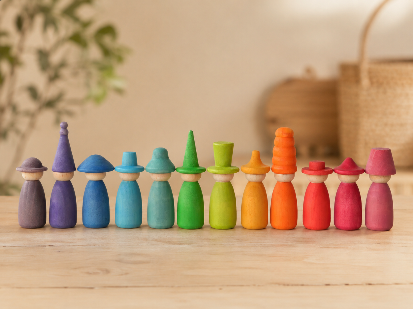 Pastel & Rainbow Hat Changer Peg Dolls