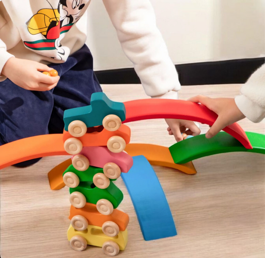 Wooden Peg Doll Cars – 10-Piece Nature Play Set