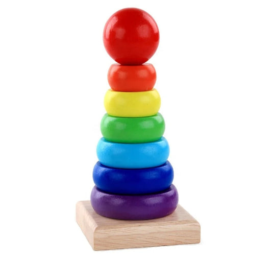 Wooden Rainbow Stacker – Classic Educational Toy for Ages 2+