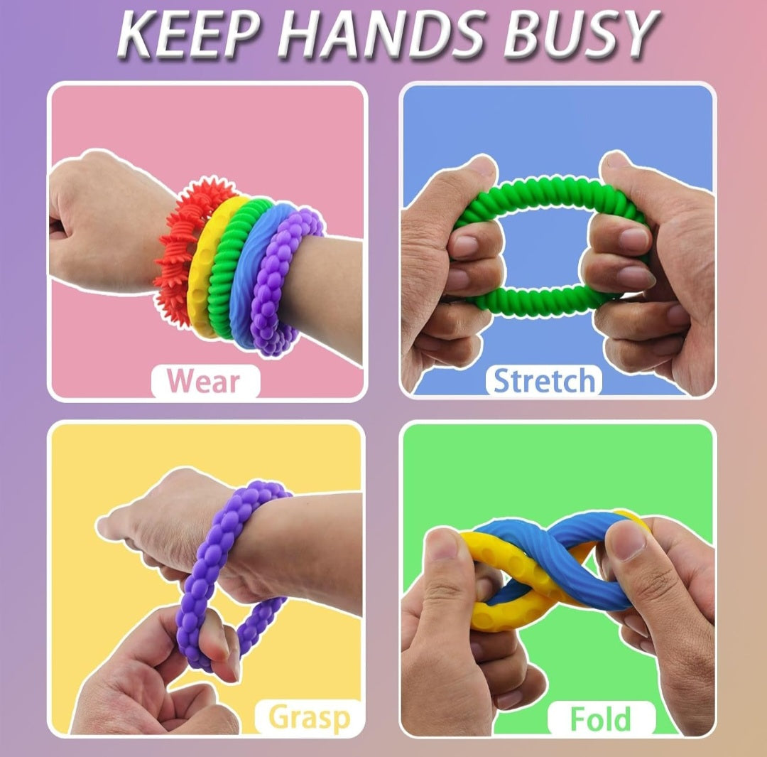 Textured Stretchy Sensory Bracelets – Set of 5