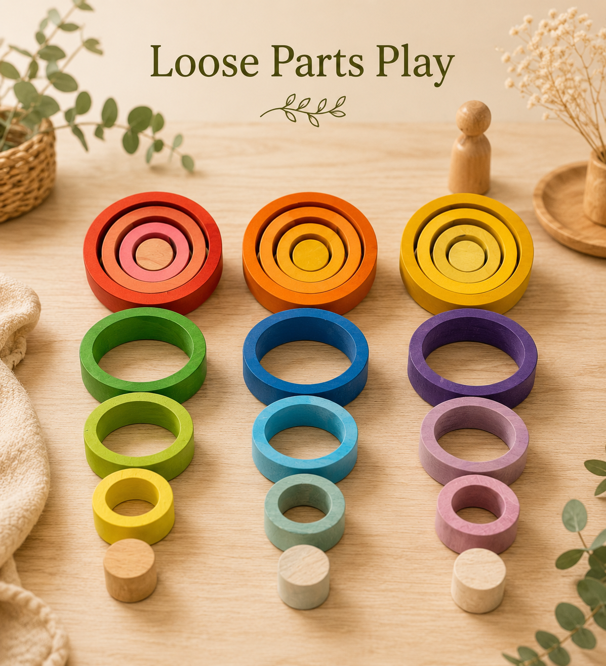 Rainbow Balance Rings – Loose Parts Set