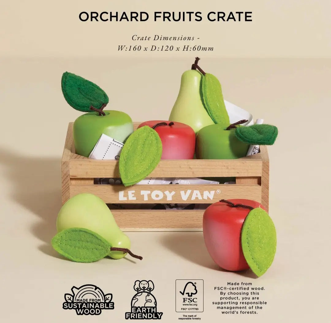 Orchard Fruits Crate – Wooden Pretend Play Set