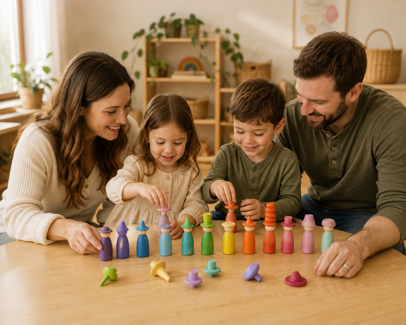 Pastel & Rainbow Hat Changer Peg Dolls