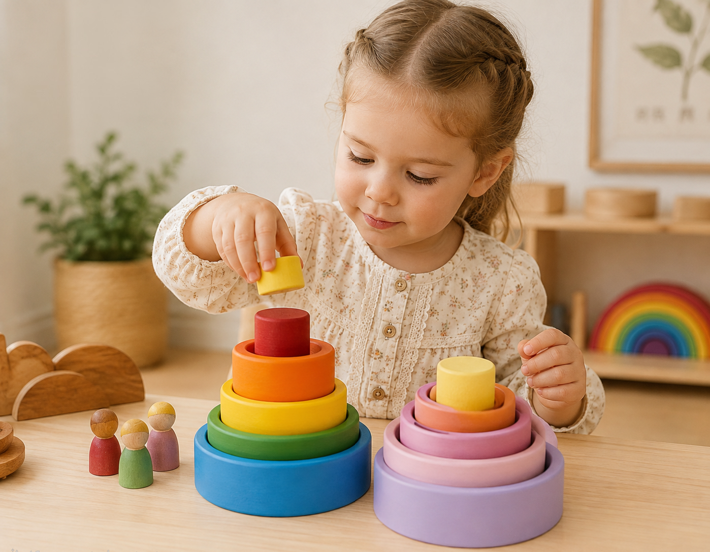 Wooden Rainbow Nesting Bowls