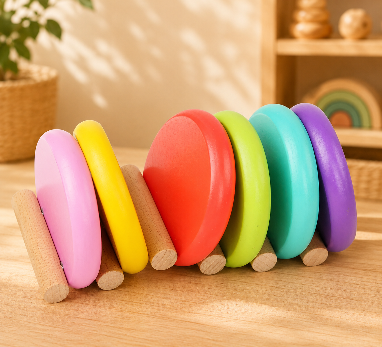 Rainbow Wooden Castanets