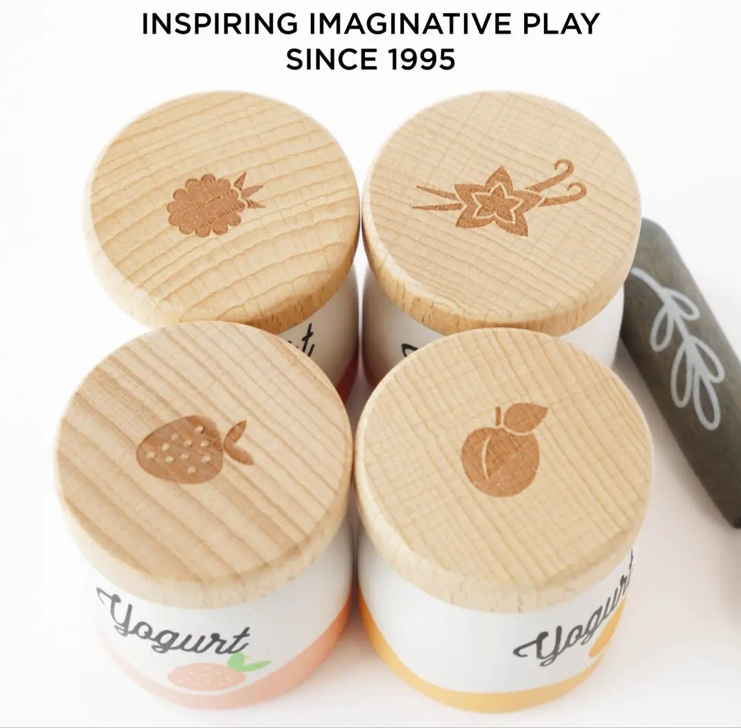 Wooden Yogurt Pots – Pretend Play Set