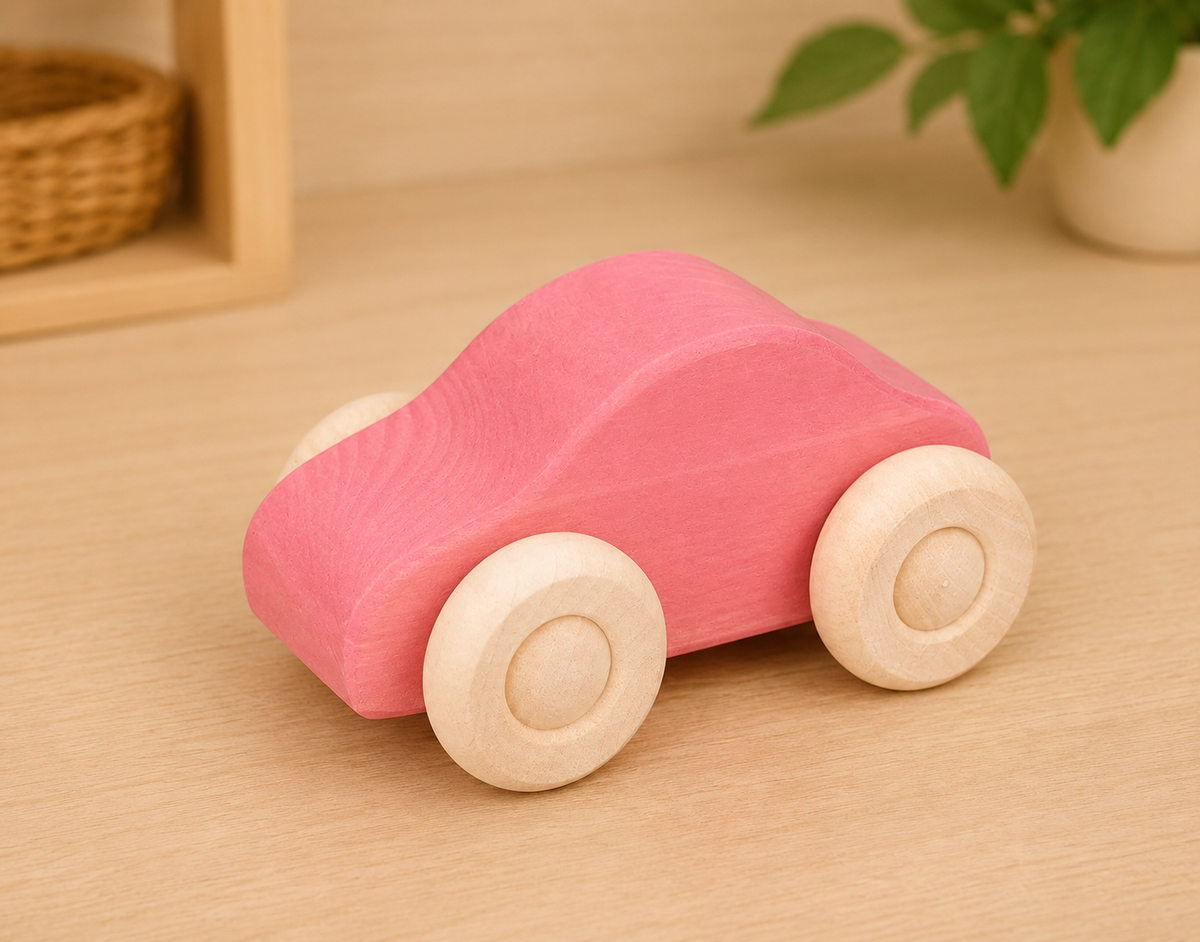 Rainbow Wooden Vehicle & Peg People Set – 10 Pieces