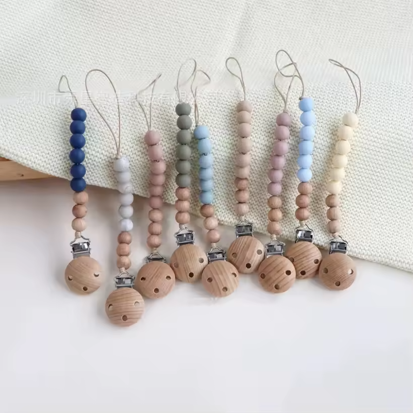 Silicone/Wooden Pacifier Clips