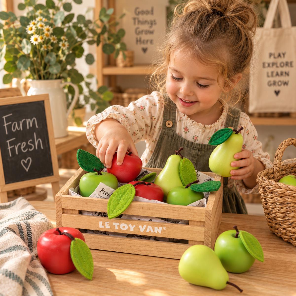 Orchard Fruits Crate – Wooden Pretend Play Set