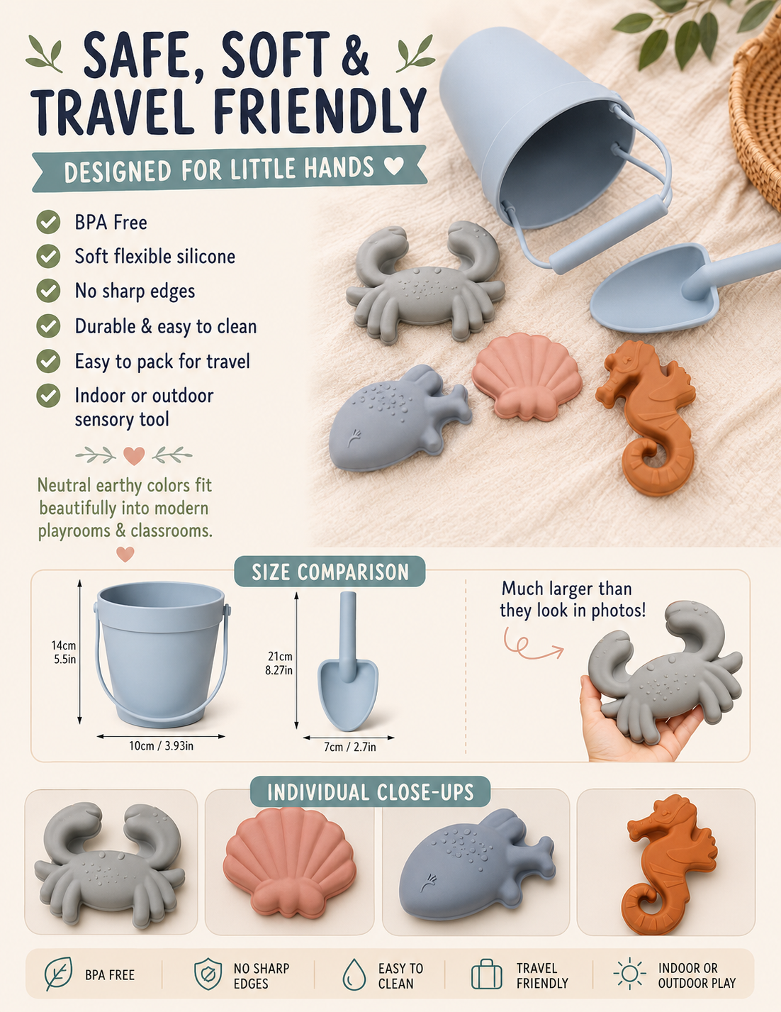 🌊 SILICONE BEACH & SENSORY PLAY SET 🌊

Soft, flexible & perfect for little hands ✨