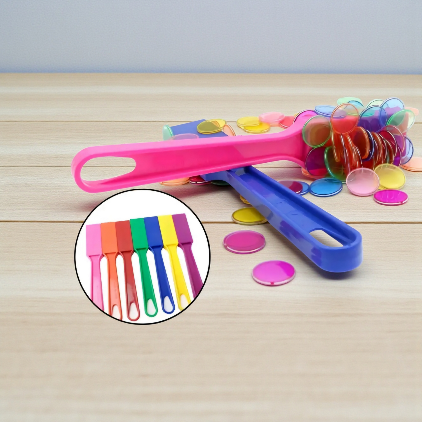 🌈 Magnetic Bingo Chips (150) Set with Wand, Wooden Tray & Screw Top Container