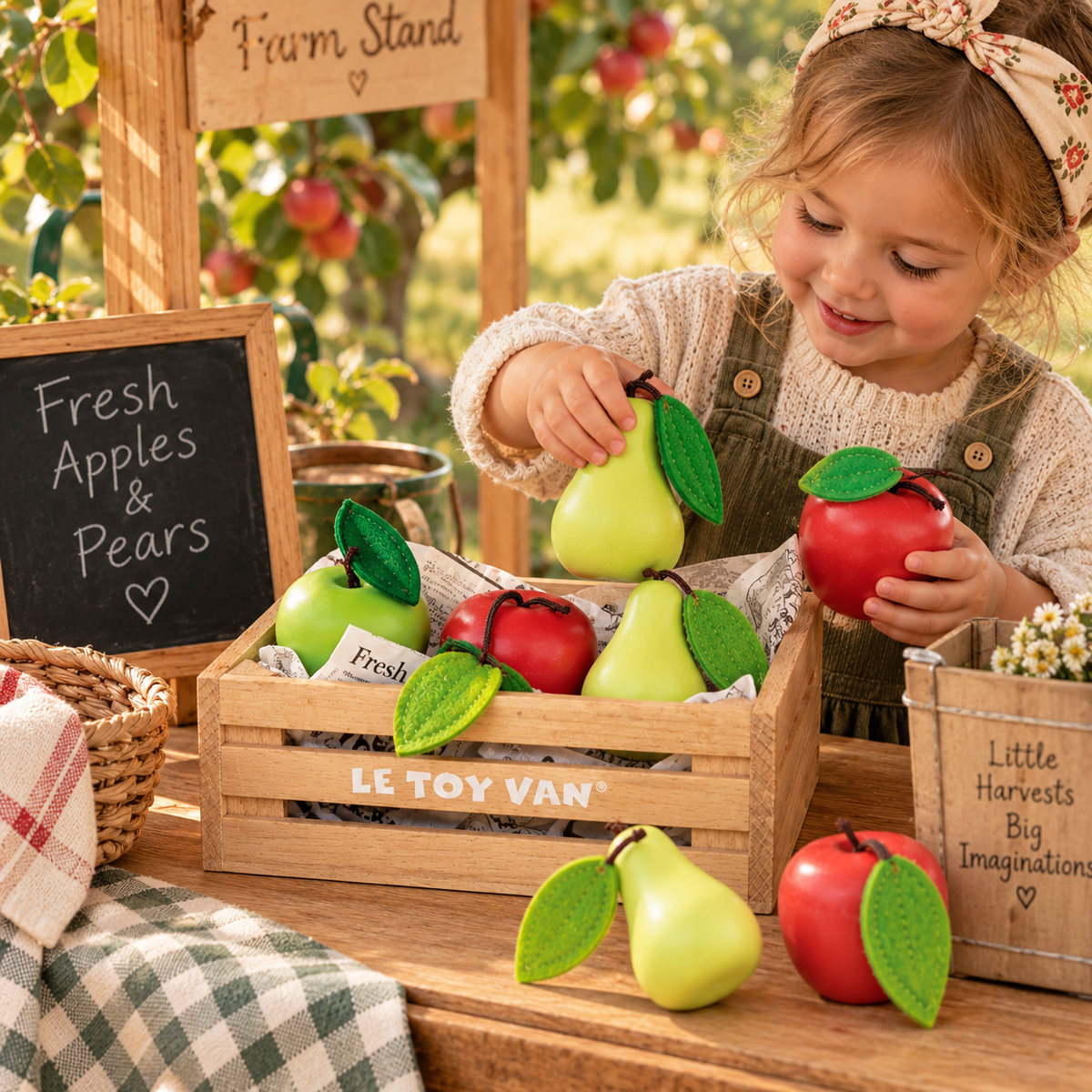 Orchard Fruits Crate – Wooden Pretend Play Set