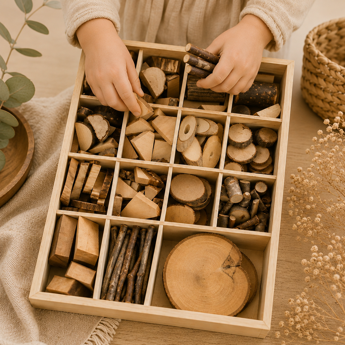 Nature Loose Parts Sorting Tray