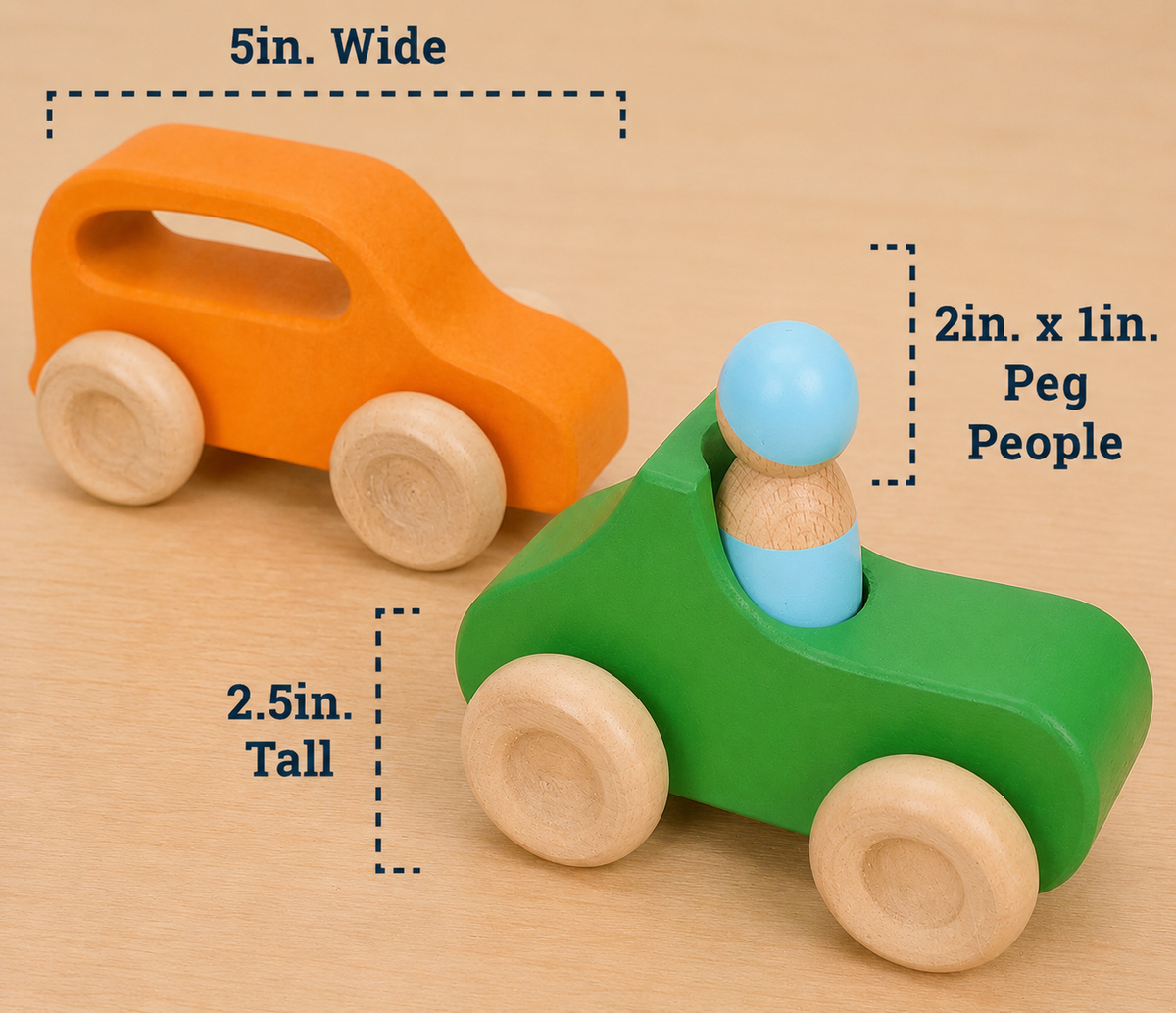 Rainbow Wooden Vehicle & Peg People Set – 10 Pieces