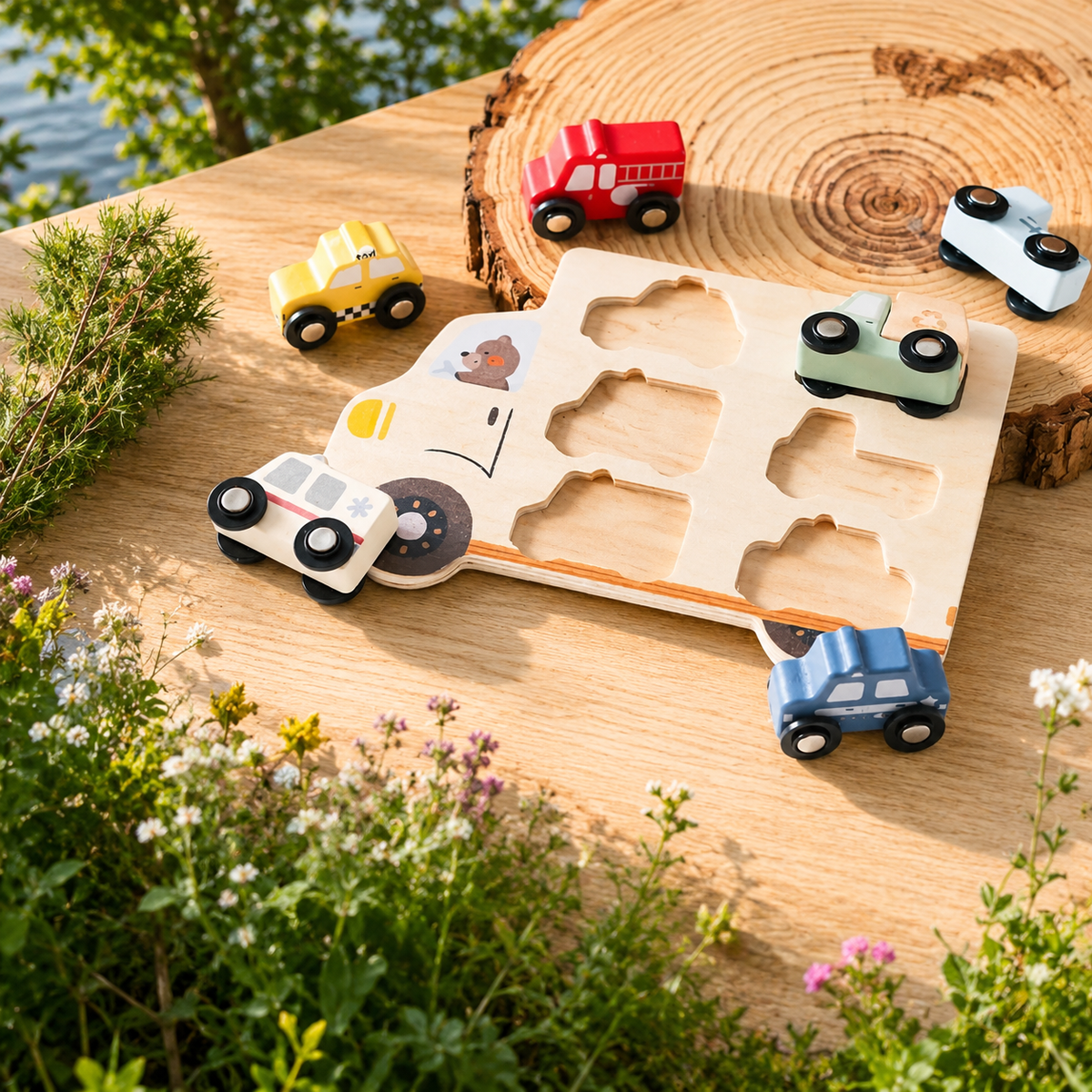 🚚 Wooden Vehicle Puzzle & Play Set

A puzzle and play set all in one! Includes 6 chunky wooden vehicles!