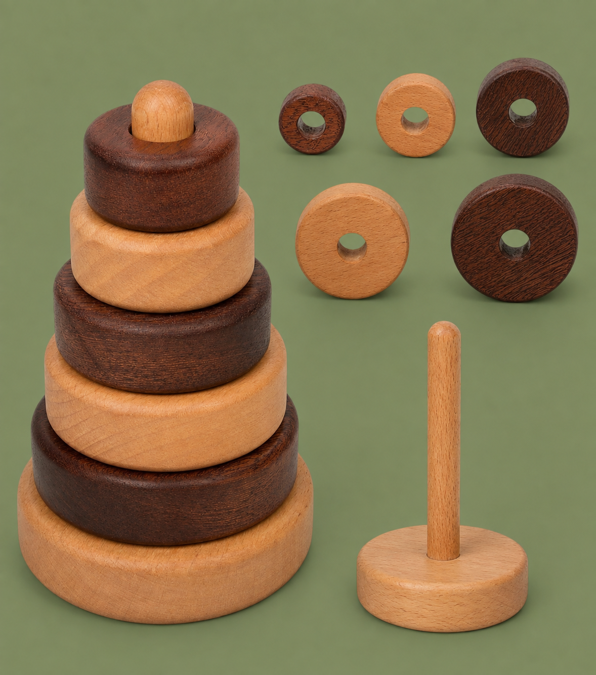 Natural Wood Geometric Stacking Toy