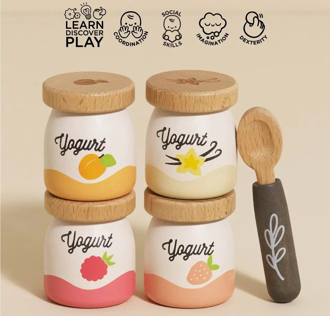 Wooden Yogurt Pots – Pretend Play Set