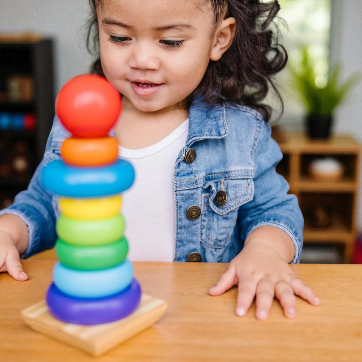 Wooden Rainbow Stacker – Classic Educational Toy for Ages 2+