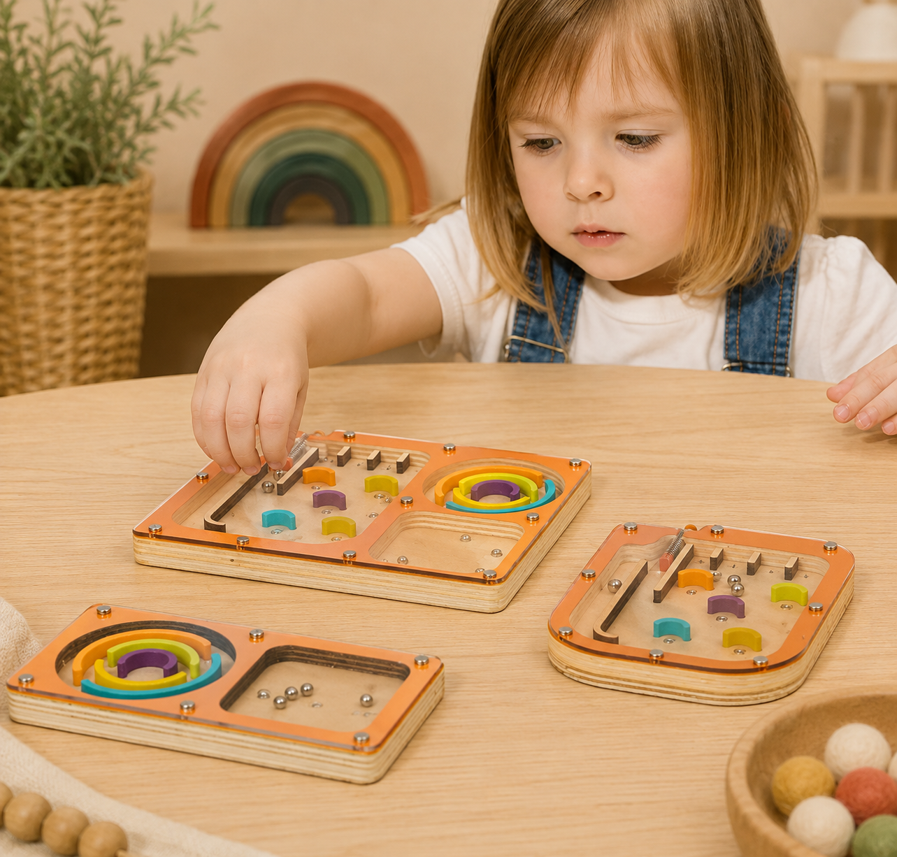 Wooden Handheld Pinball & Maze Games