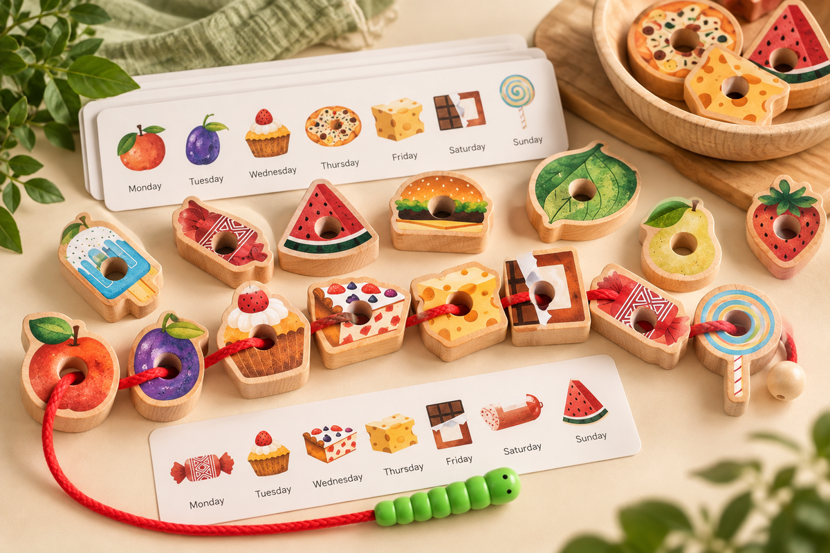 Greedy Caterpillar Wooden Lacing & Matching Game