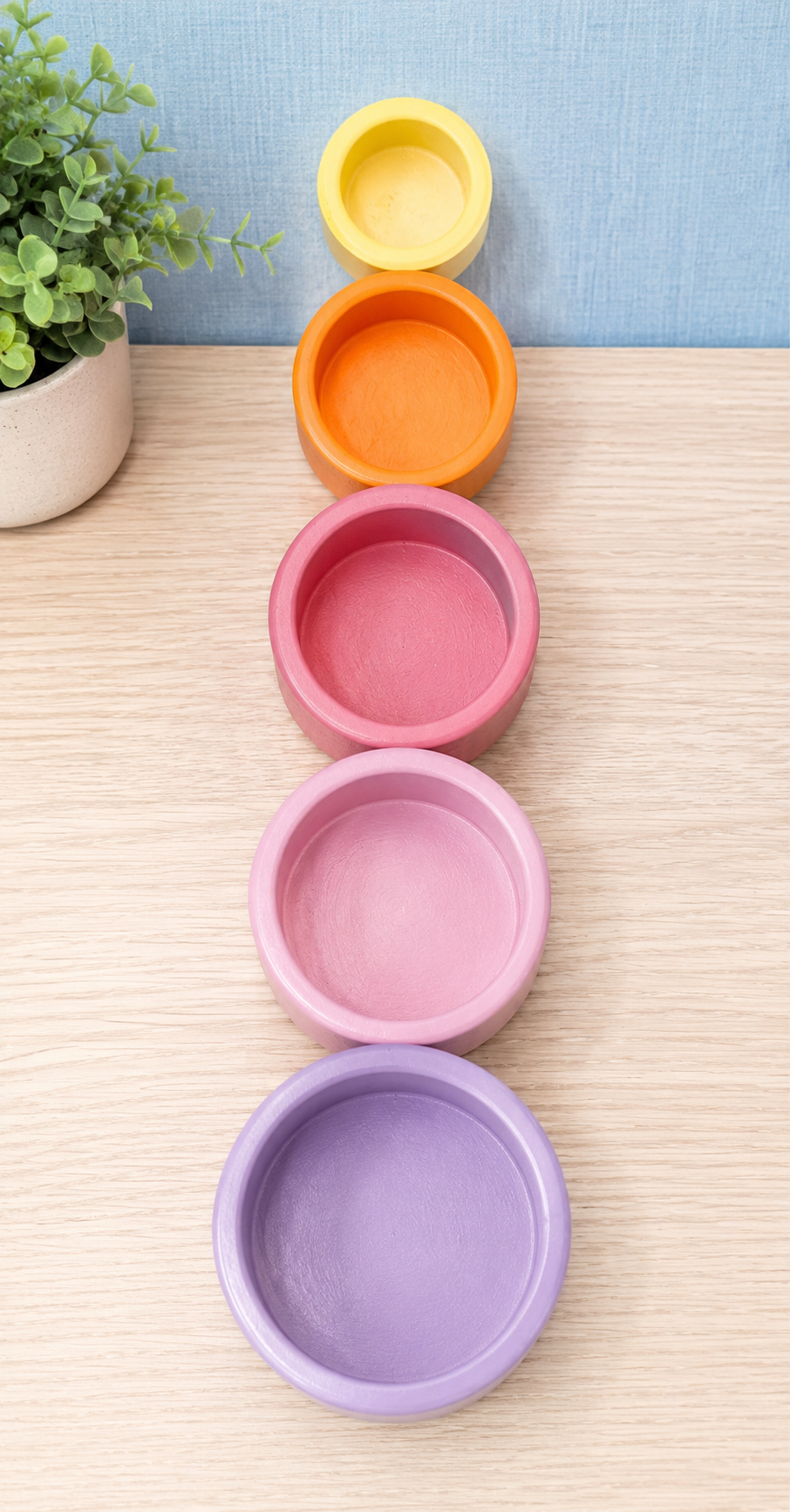 Wooden Rainbow Nesting Bowls