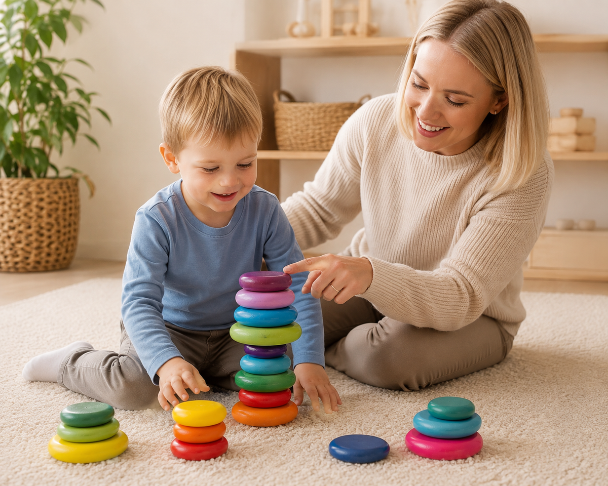 Wooden River Stones – Stacking & Balancing Sets | 12 or 20 Pieces