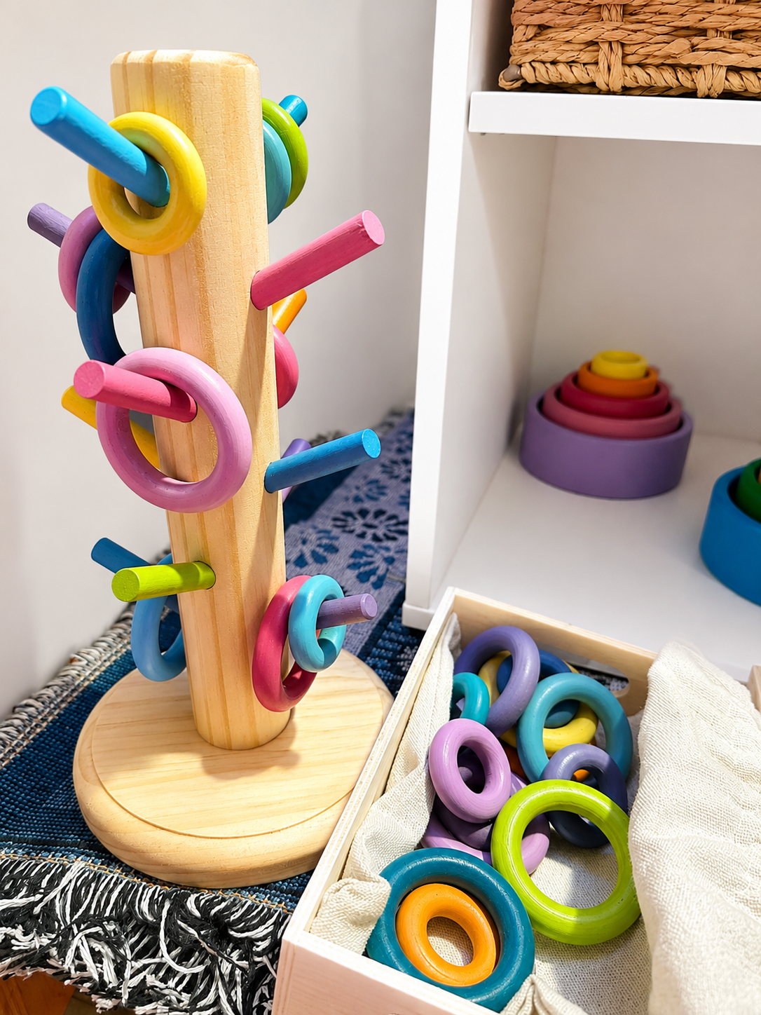 12-Dowel Sorting Tree with 24 Building Rings Set