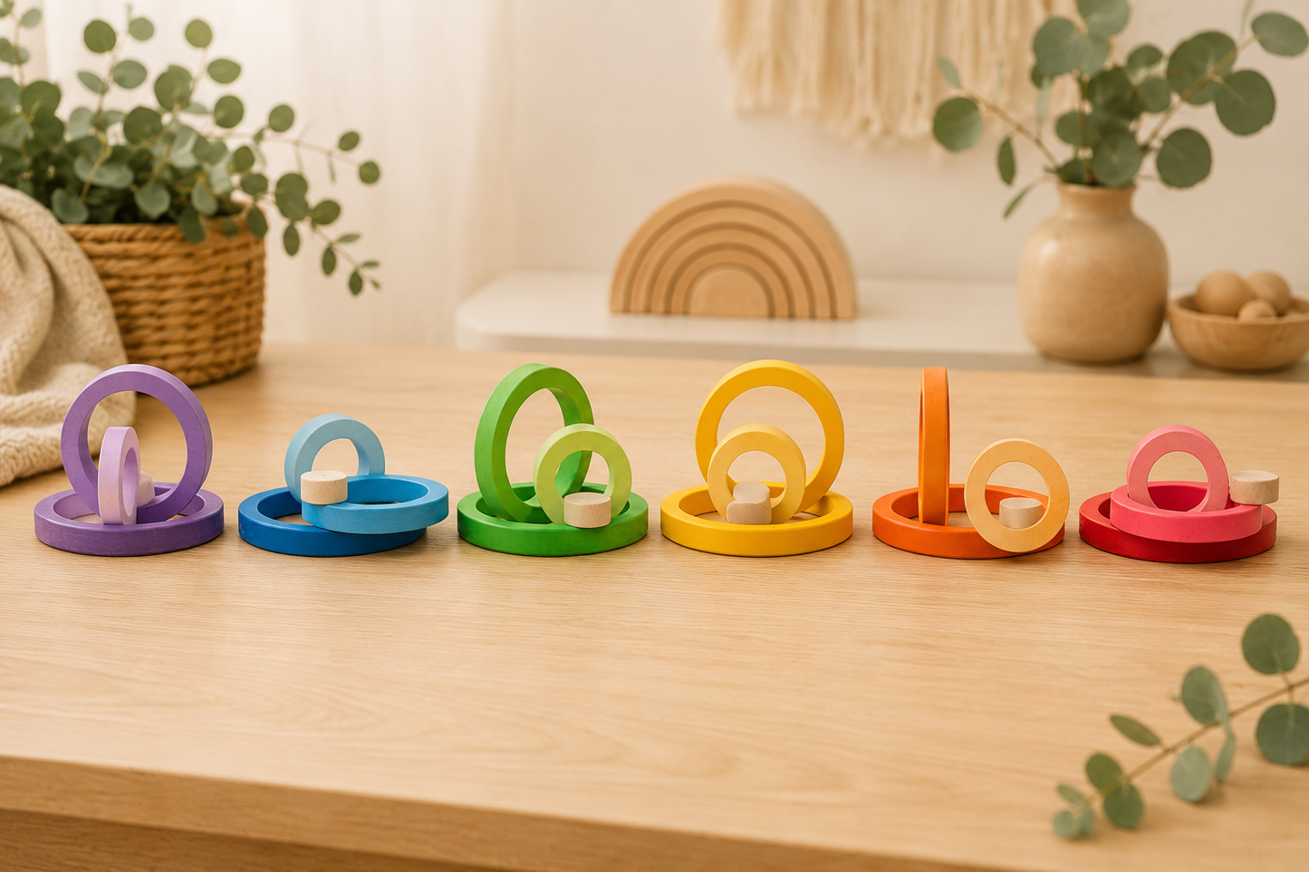 Rainbow Balance Rings – Loose Parts Set