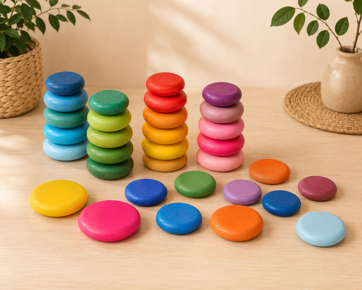 Wooden River Stones – Stacking & Balancing Sets | 12 or 20 Pieces
