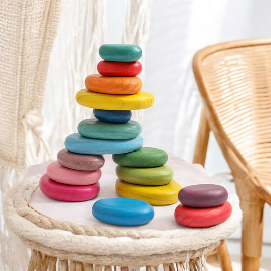16-Piece Extra-Large Wooden Stacking Rocks