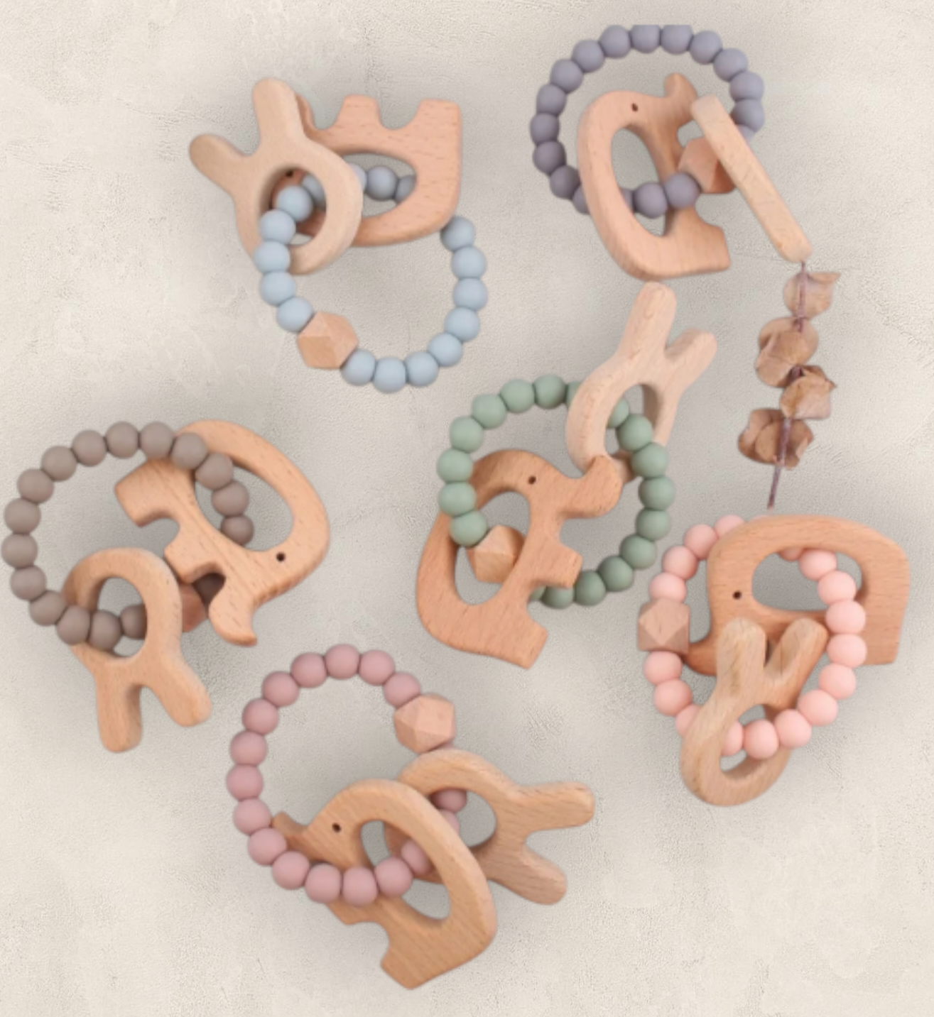 Wood and Silicone Teething Toys