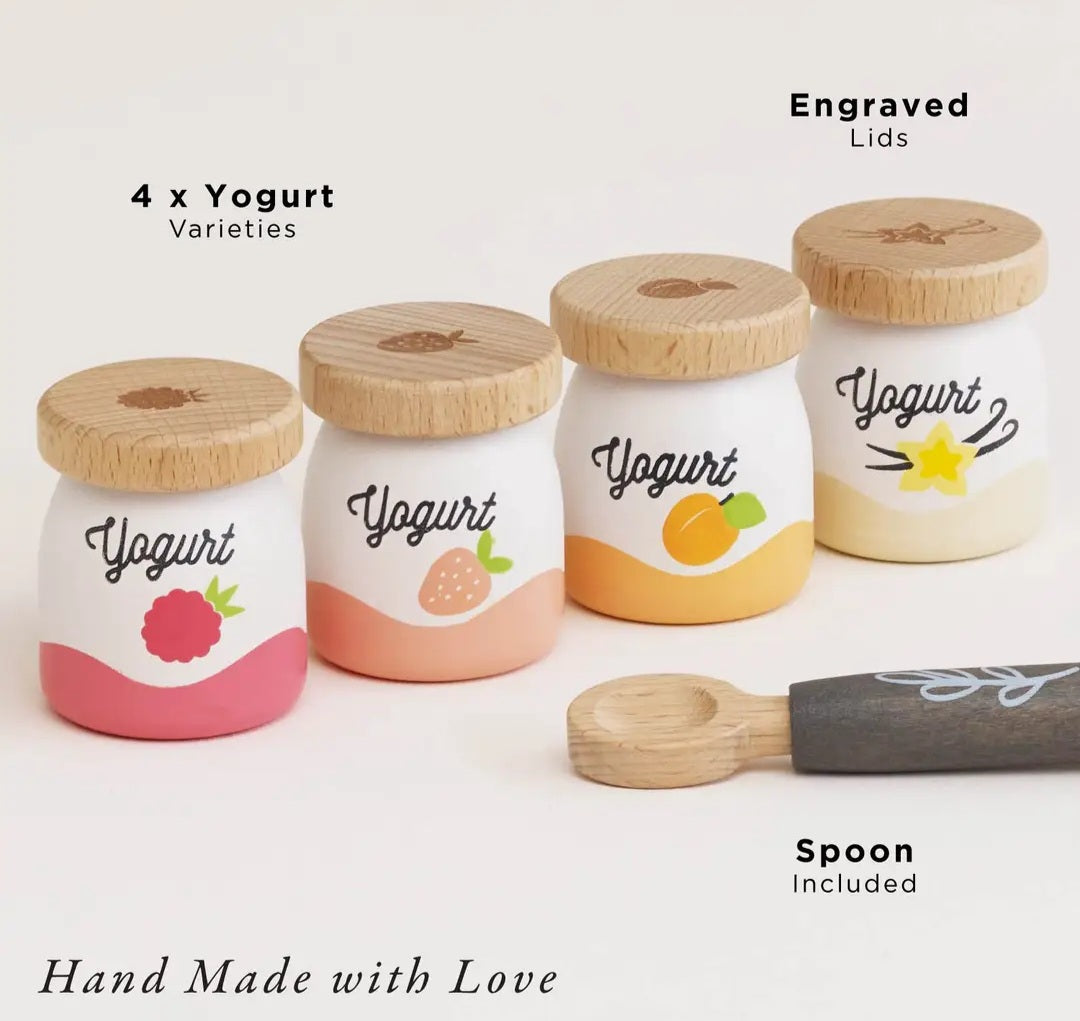 Wooden Yogurt Pots – Pretend Play Set