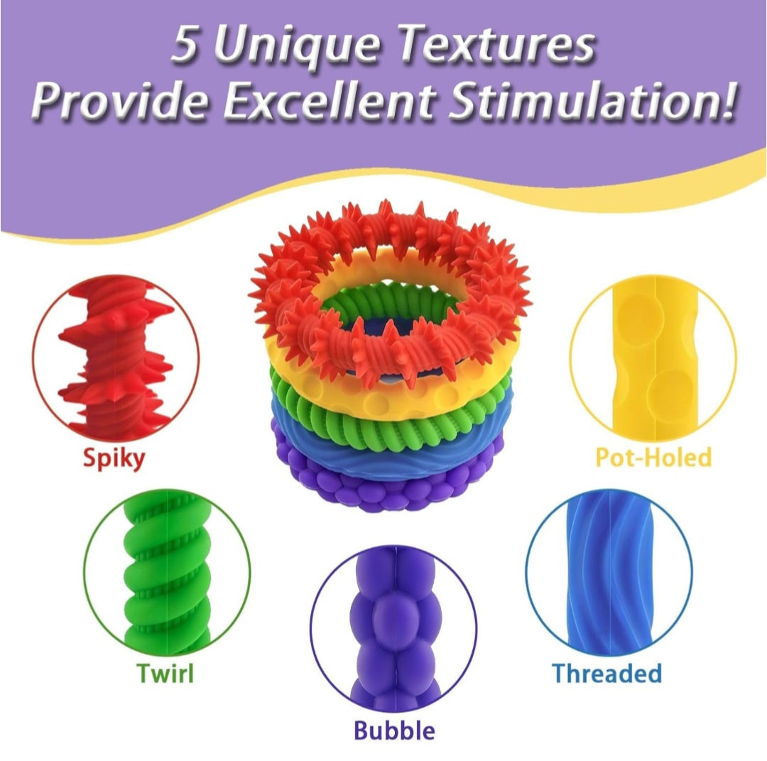 Textured Stretchy Sensory Bracelets – Set of 5