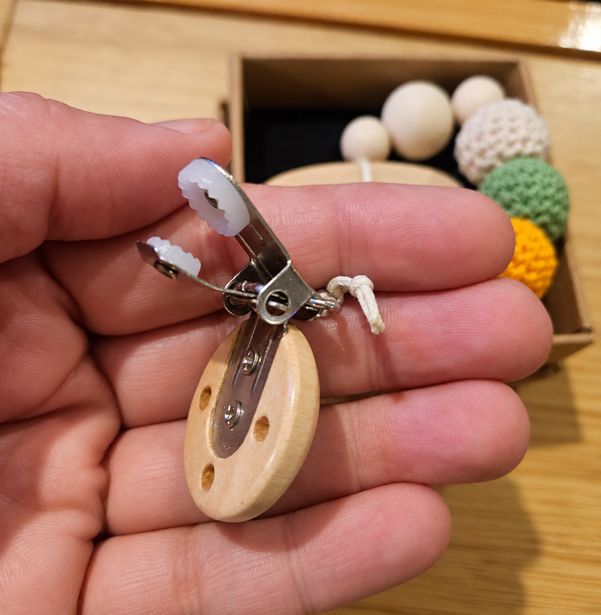 Wooden Elephant Teether Clip