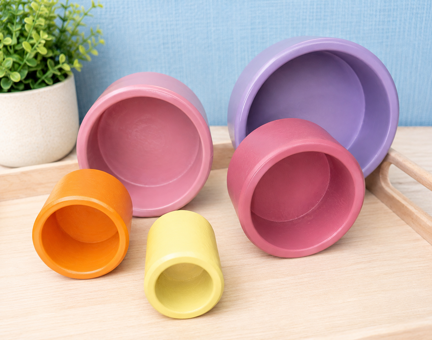 Wooden Rainbow Nesting Bowls