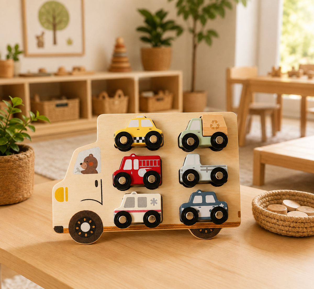 🚚 Wooden Vehicle Puzzle & Play Set

A puzzle and play set all in one! Includes 6 chunky wooden vehicles!