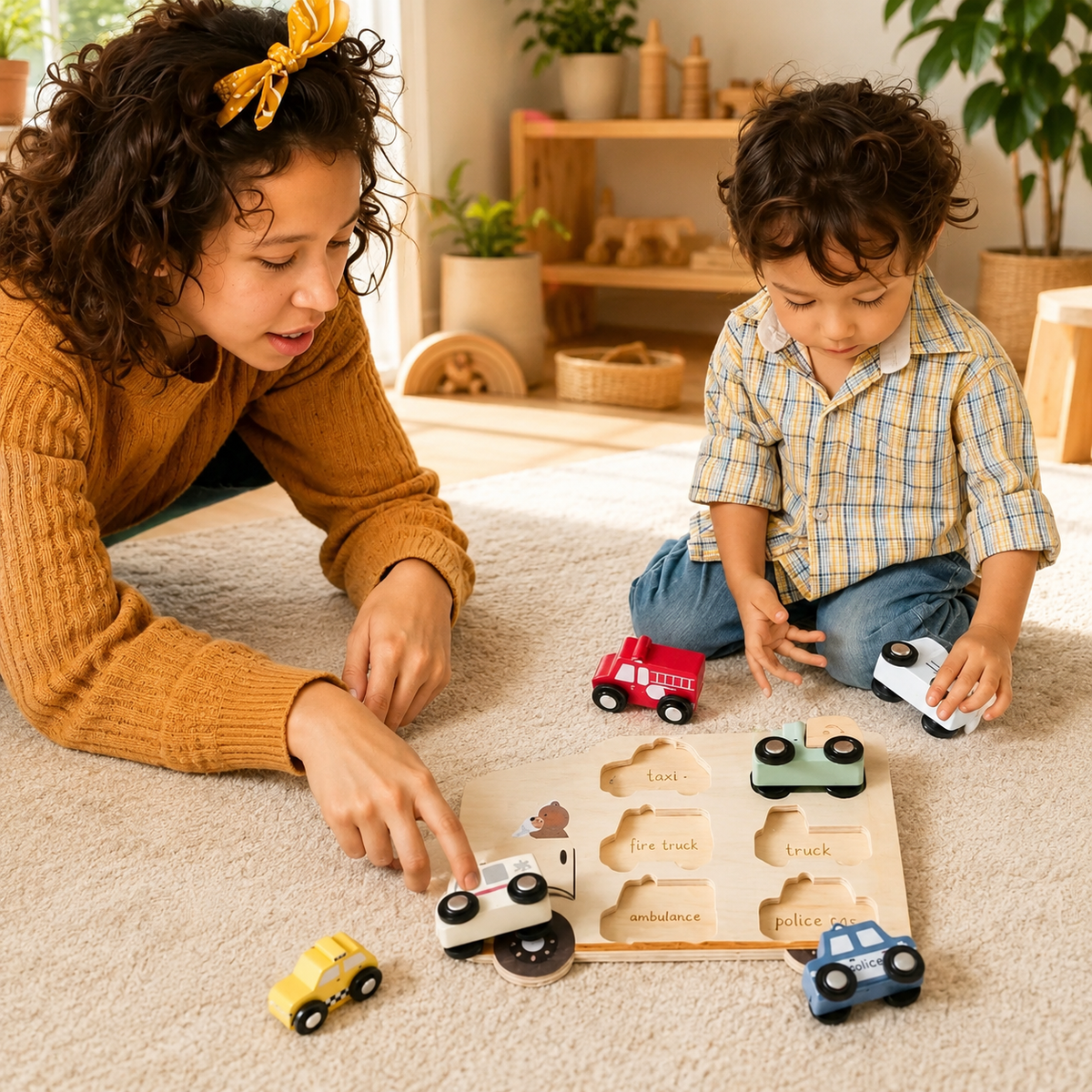🚚 Wooden Vehicle Puzzle & Play Set

A puzzle and play set all in one! Includes 6 chunky wooden vehicles!
