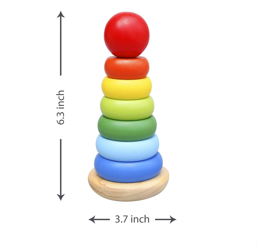 Wooden Rainbow Stacker – Classic Educational Toy for Ages 2+
