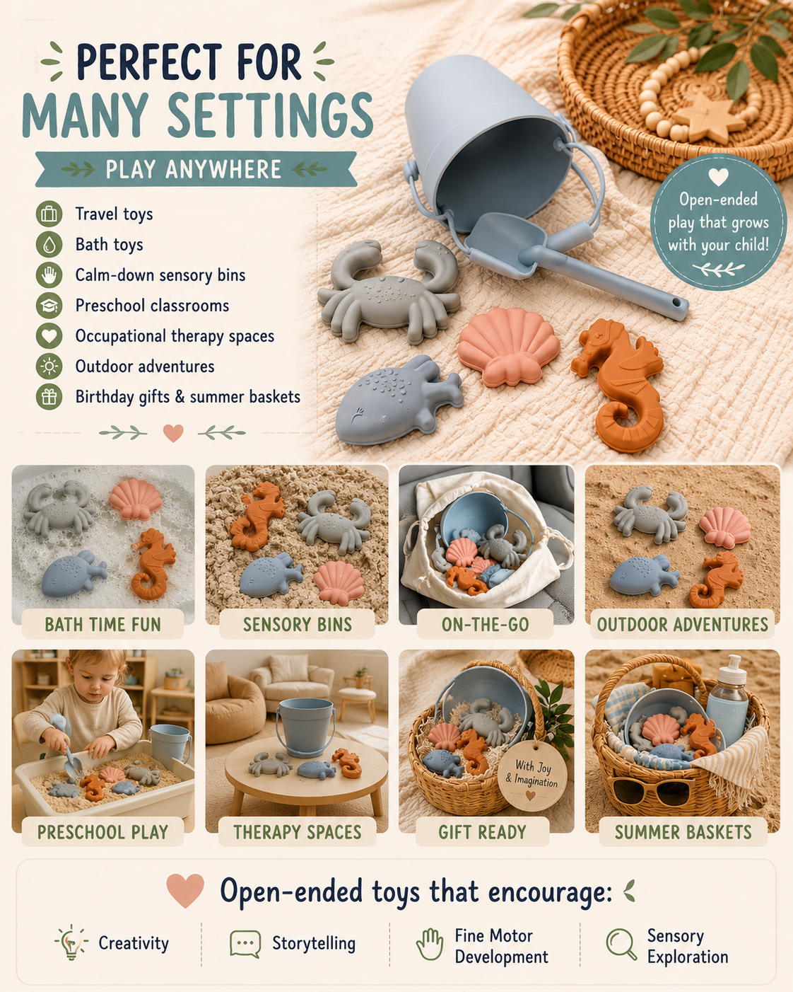 🌊 SILICONE BEACH & SENSORY PLAY SET 🌊

Soft, flexible & perfect for little hands ✨