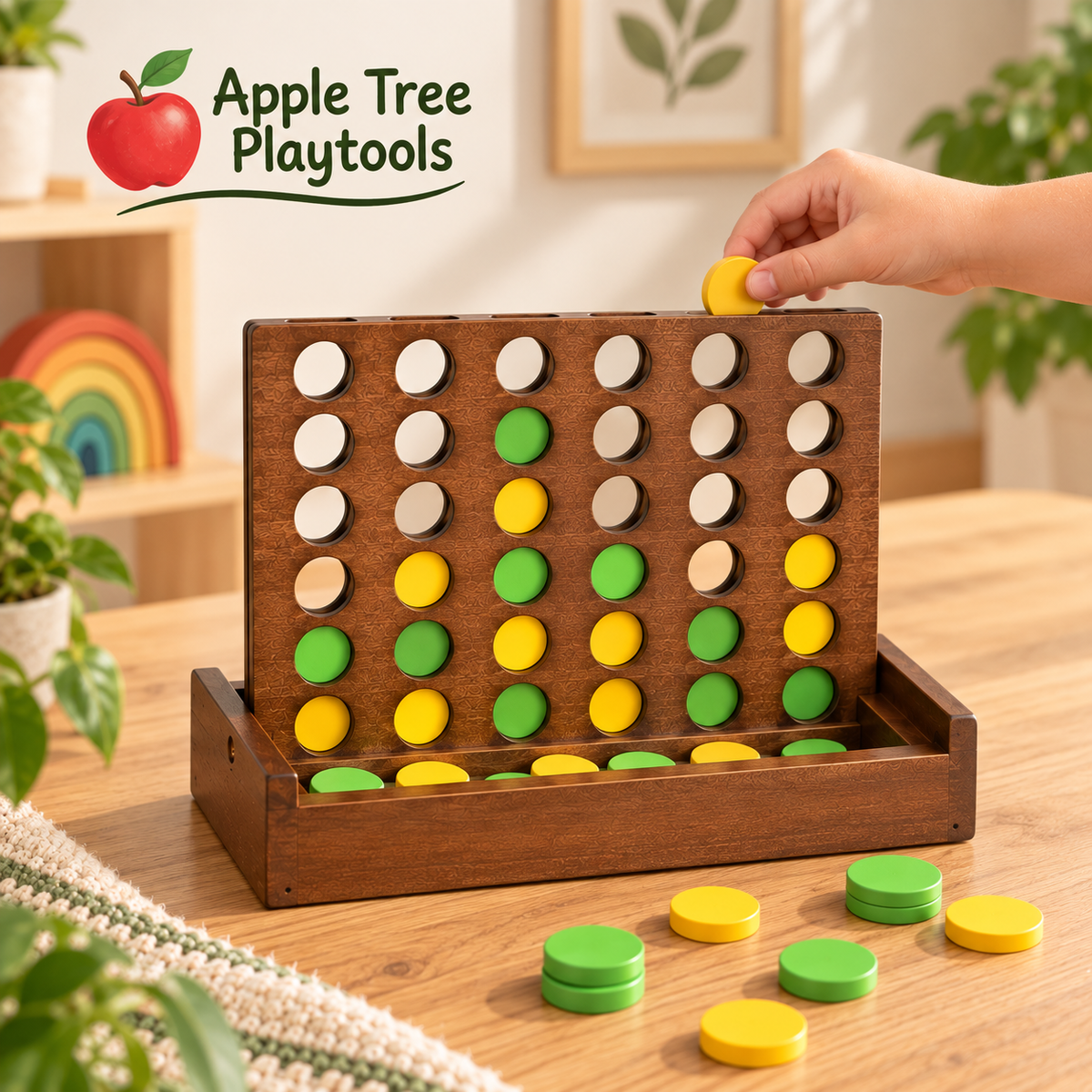 Wooden Four-in-a-Row Strategy Game