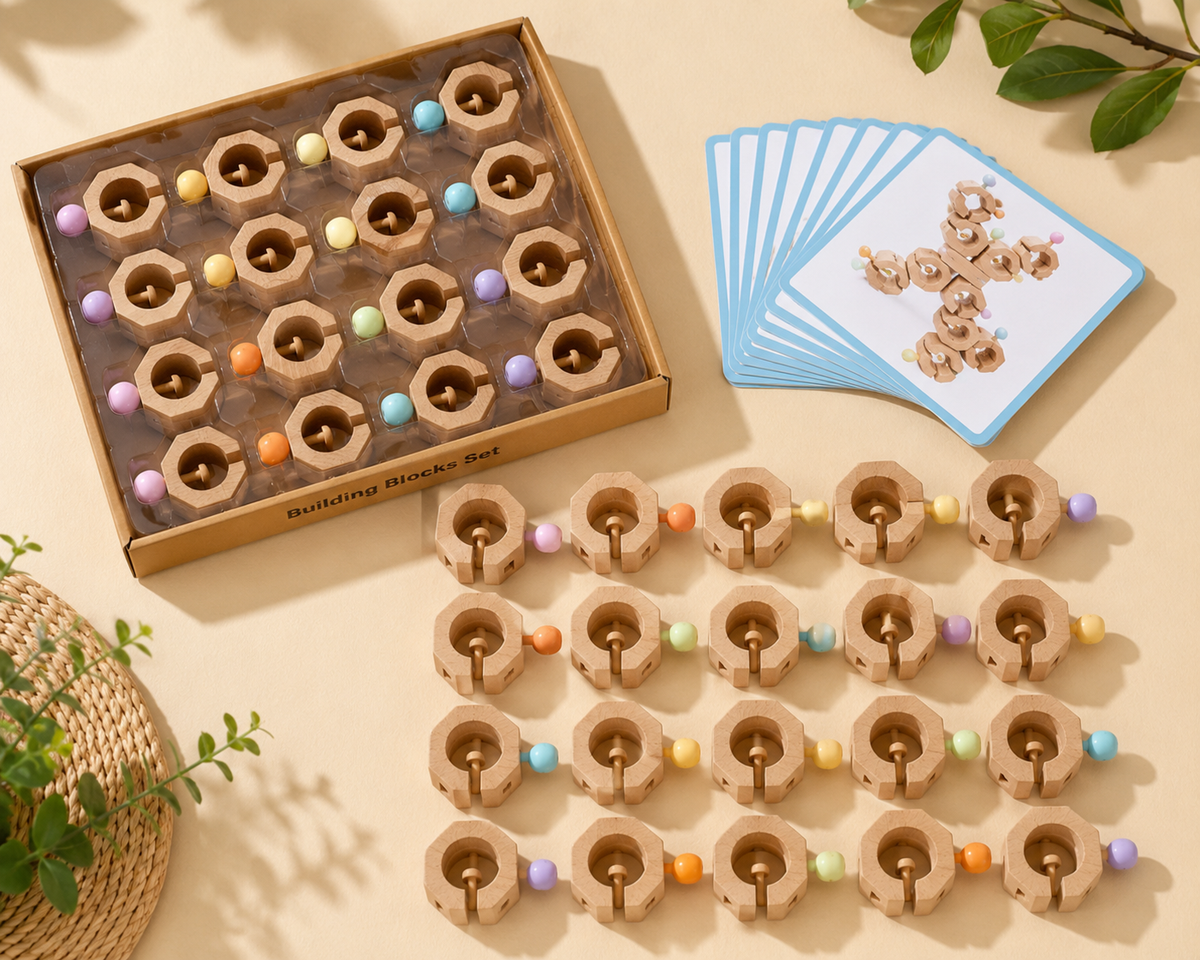 Connect & Create Wooden Building Blocks