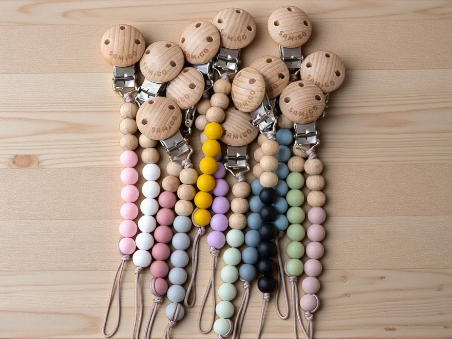 Silicone/Wooden Pacifier Clips