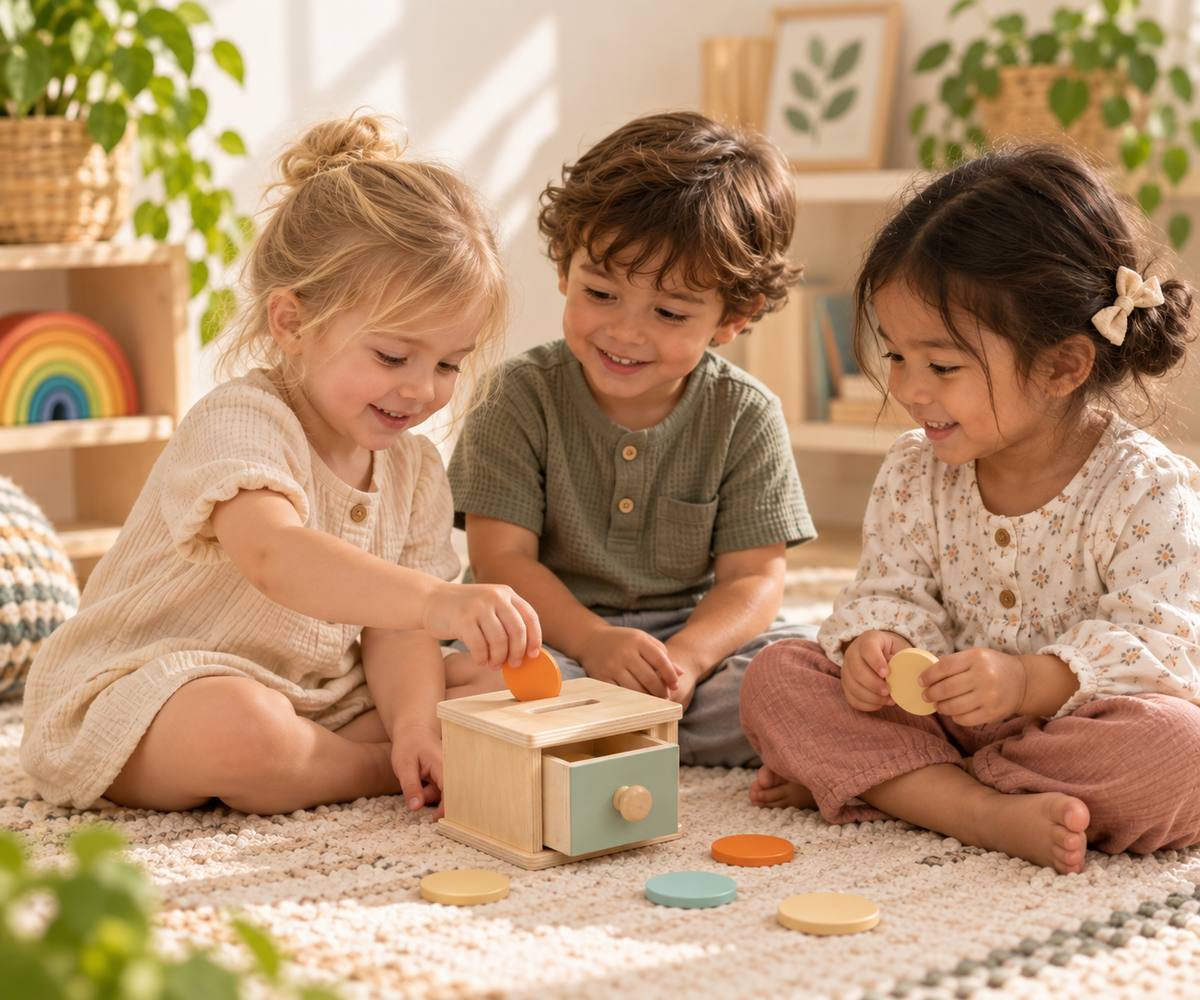 Wooden Coin Drop Box with Drawer