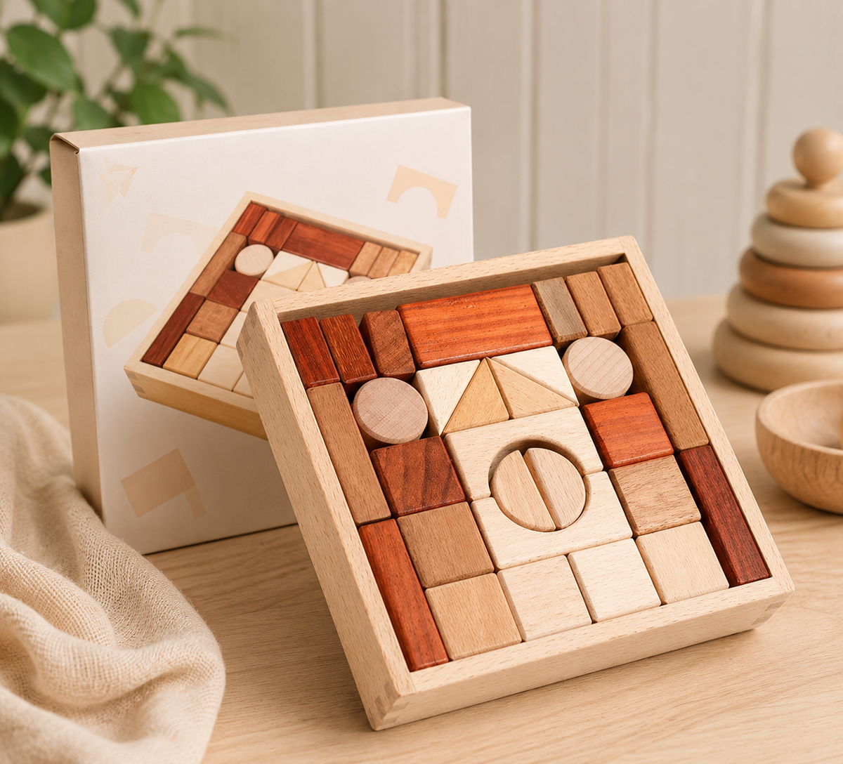 Wooden Tri-Color Blocks Set